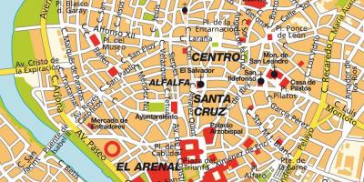 Карта Іспанія Севілья цэнтр горада 