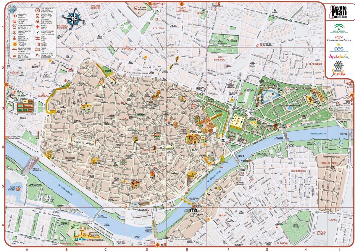 карта цэнтра горада Севіллі 