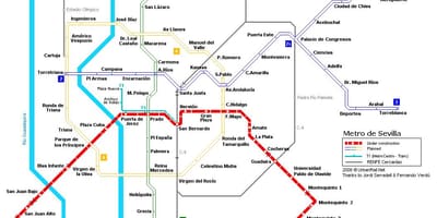 Карта метрапалітэна Севіллі 