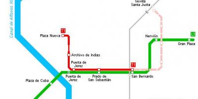 Карта Севіллі трамвай